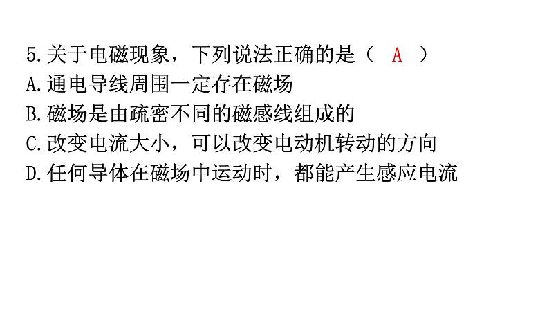 人教版九年级物理第二十章过关训练课件第6页