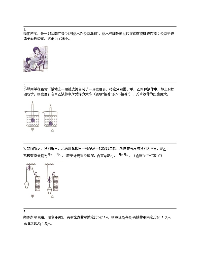 江西省赣州市于都县2023-2024学年九年级下学期物理期中试题02