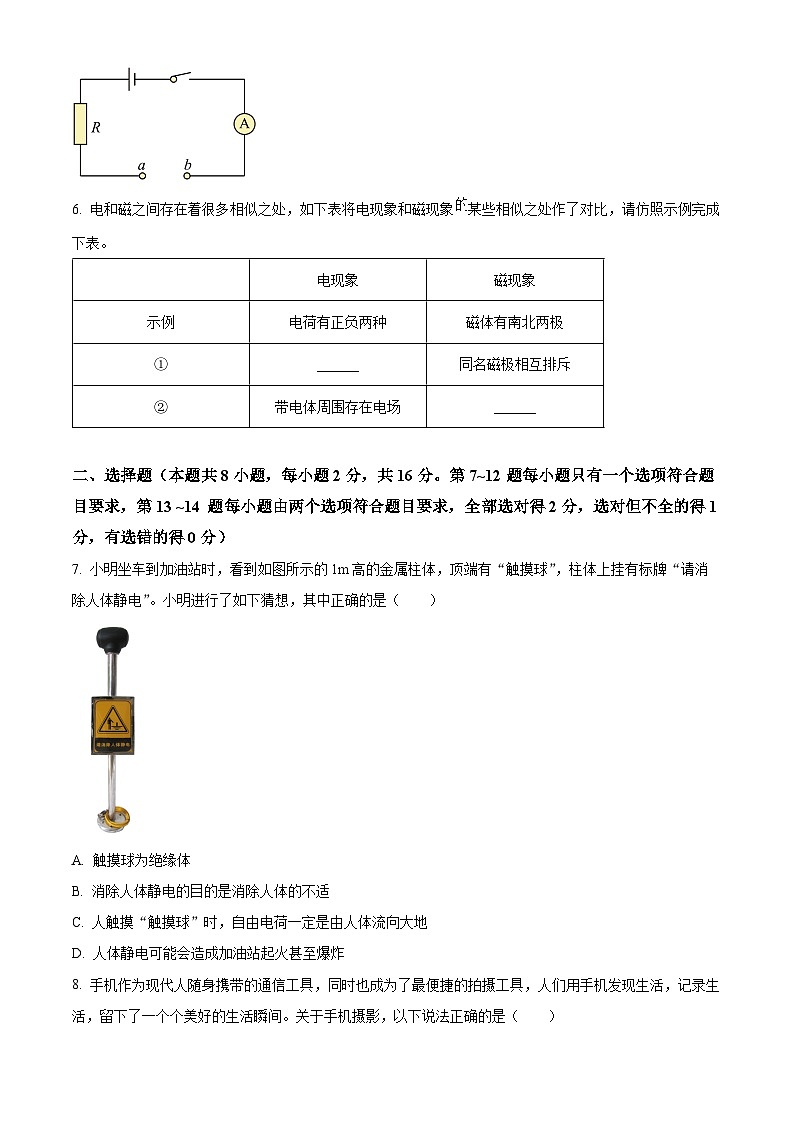 2024年河南省周口市沈丘县2校联考中考二模物理试题（原卷版）第2页