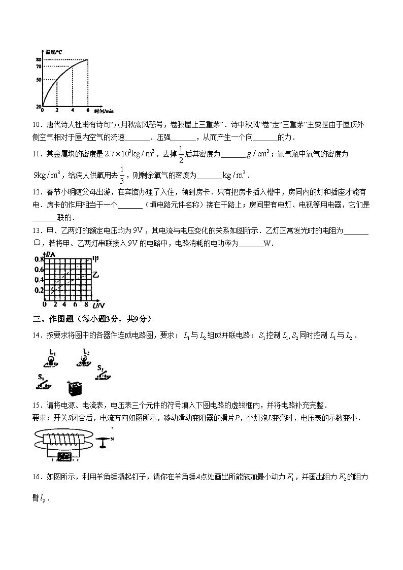 08，2024年甘肃省张家川县中考一模考试物理试题(无答案)03