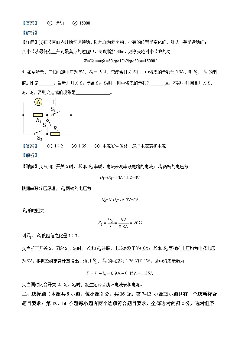 2024年河南省驻马店市泌阳县中考三模物理试题（学生版+教师版）03