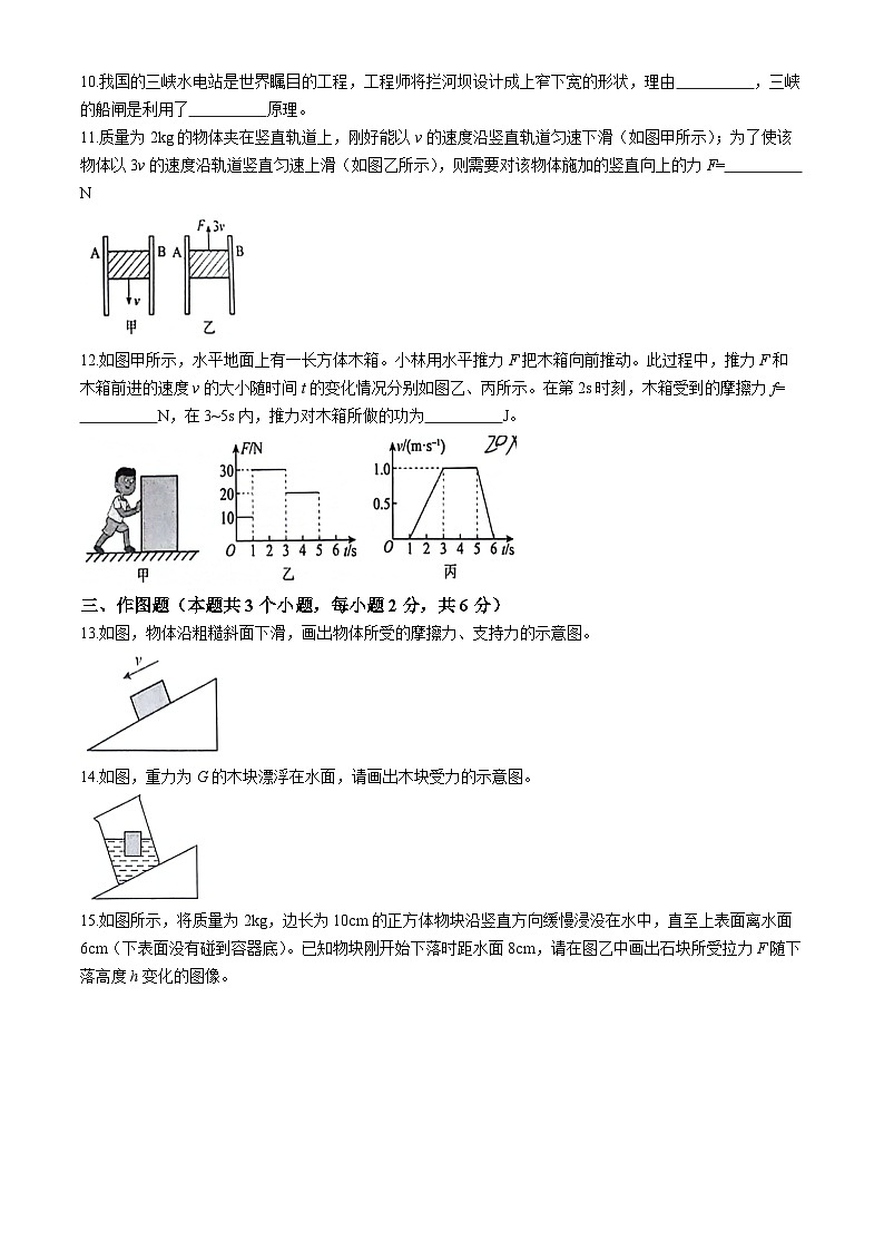 贵州省铜仁市印江土家族苗族自治县2023-2024学年八年级下学期5月月考物理试题第3页