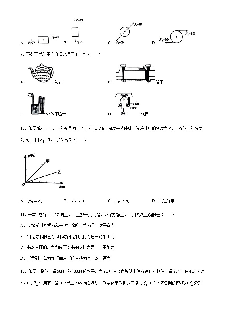 河北省石家庄市第四十八中学2023—2024学年下学期期中考试八年级物理试卷含答案03