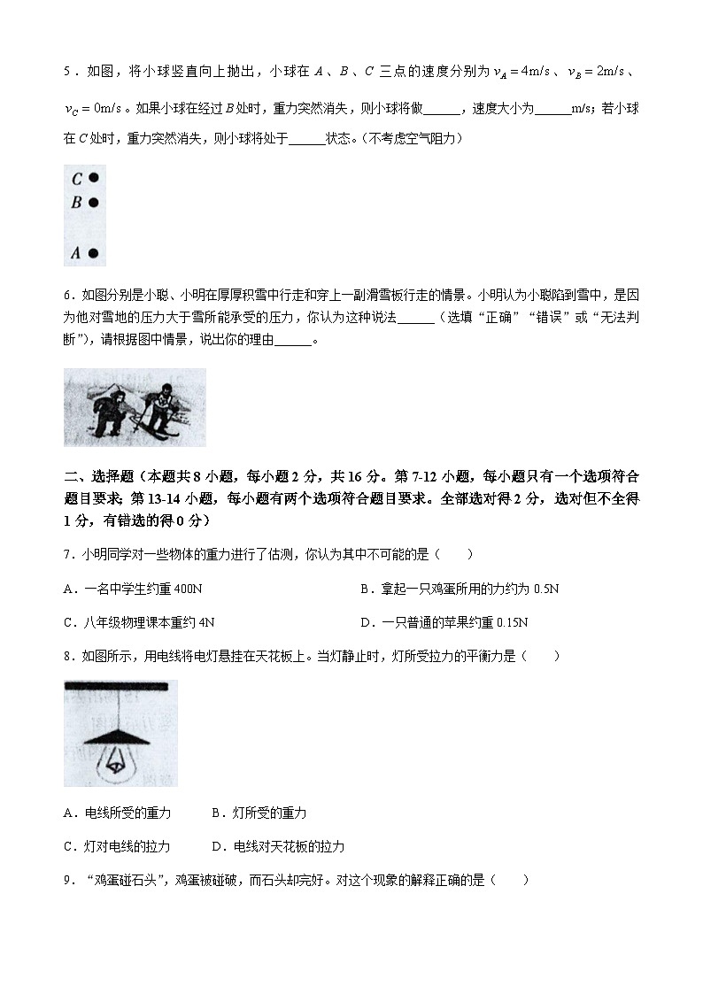 河南省焦作市2023-2024学年八年级下学期4月期中物理试题第2页