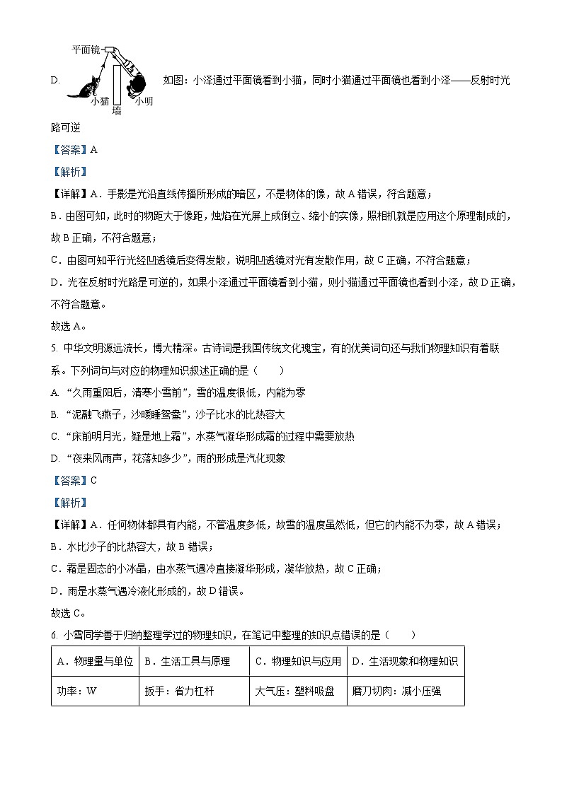 2024年黑龙江省哈尔滨市萧红中学九年级下学期（三模）物理测试题（教师版）第3页