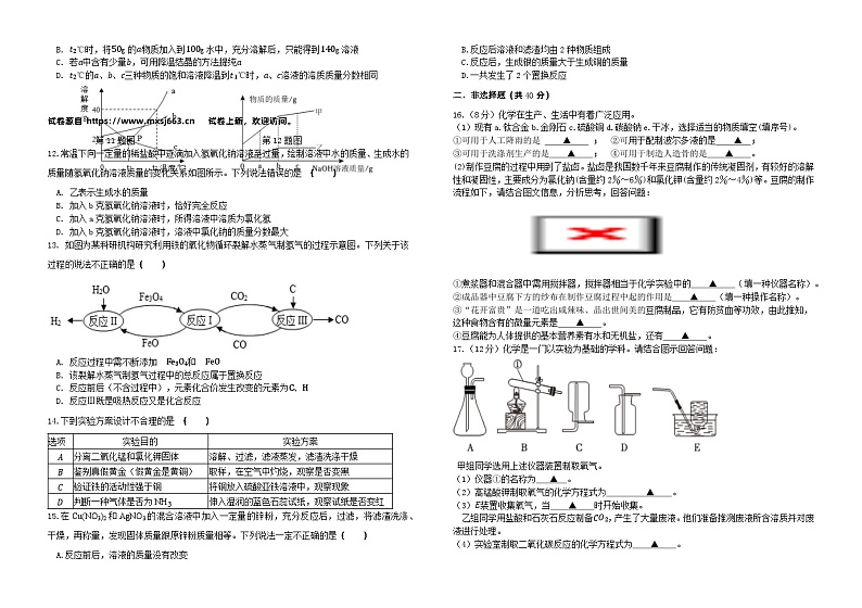 20，2024年江苏省盐城市两校联考中考二模综合I物理、化学合卷02
