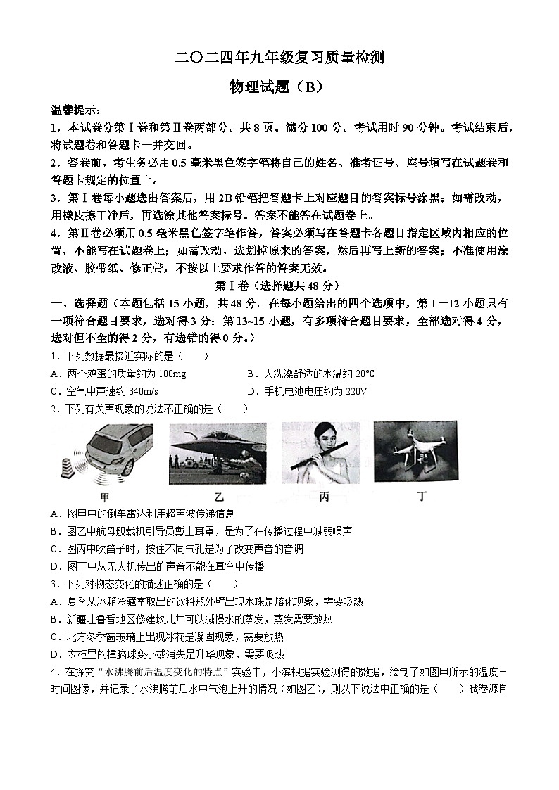2024年山东省滨州市阳信县中考二模物理试题（B）01