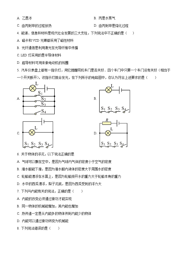 精品解析：2023年湖南省长沙市一中岳麓中考物理模拟试题（一）（原卷版）第2页