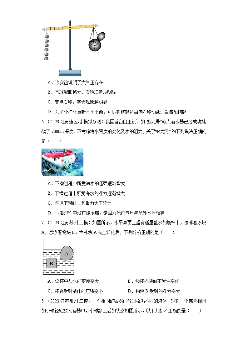 专题09 浮力-2024年中考物理【热点·重点·难点】专练（江苏专用）（原卷版）第3页
