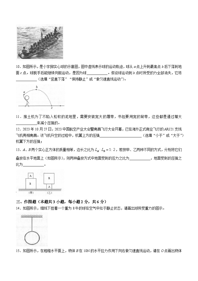 贵州省铜仁市沿河土家族自治县2023-2024学年八年级下学期期中考试物理试题(无答案)第3页