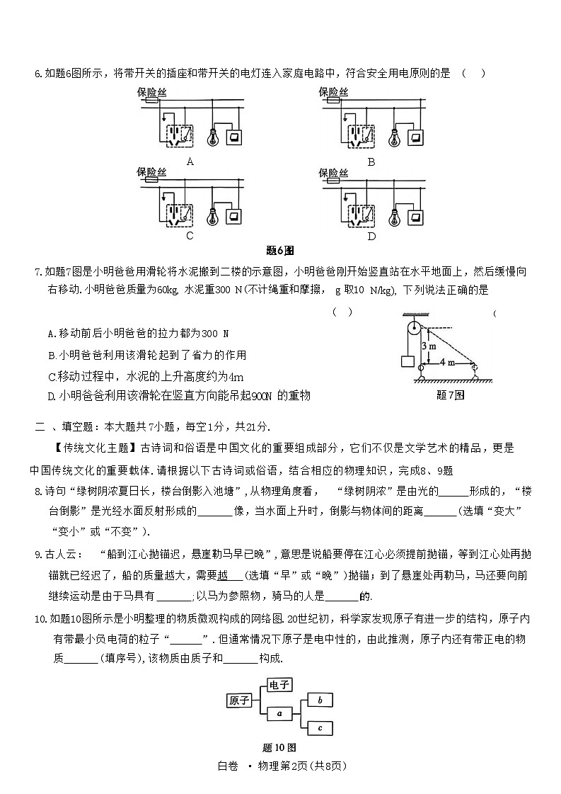 2024年广东省初中学业水平考试试卷·物理（白卷）02