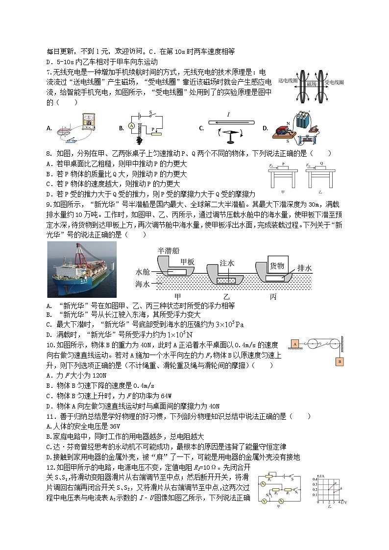 2024年四川省泸州市中考物理模拟试题六(1)02