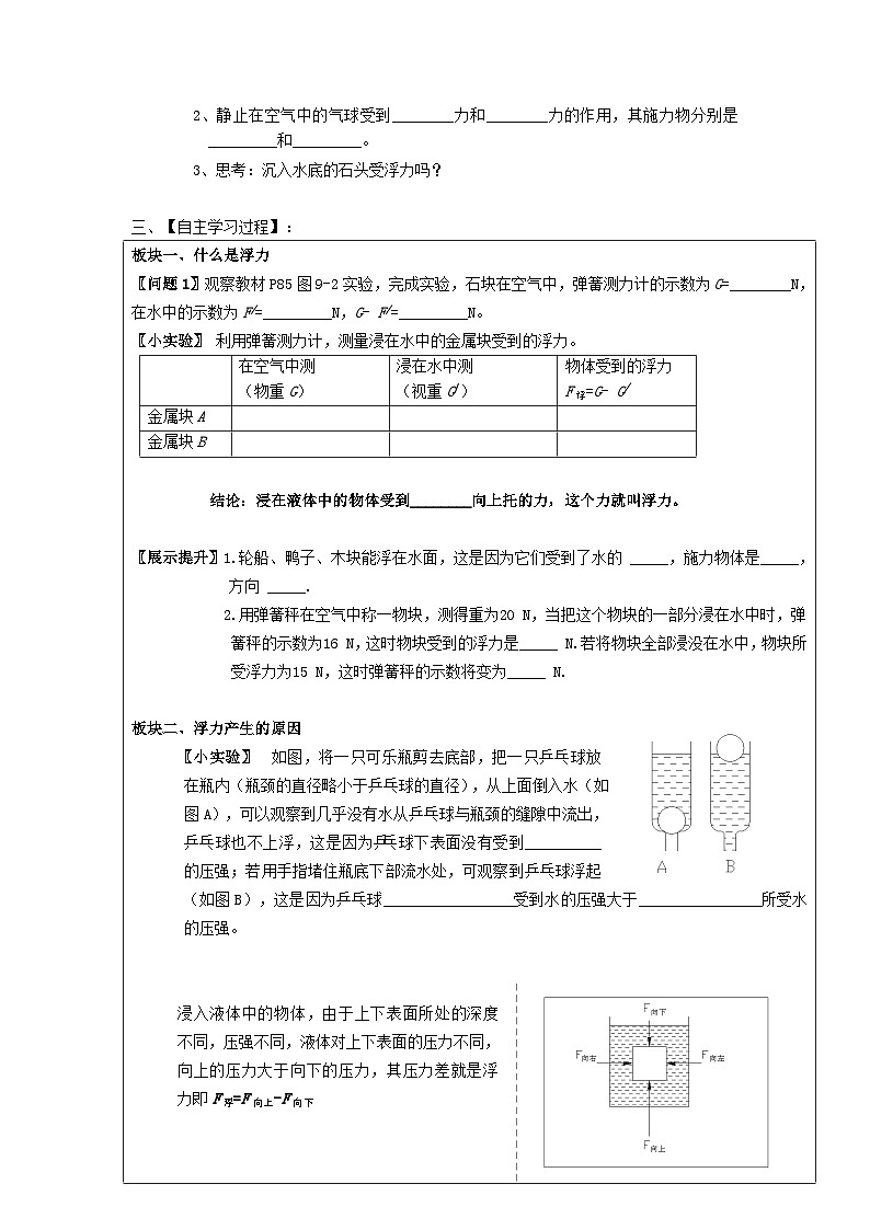 2024八年级物理下册第九章浮力与升力9.1认识浮力学案（粤教沪版）第2页