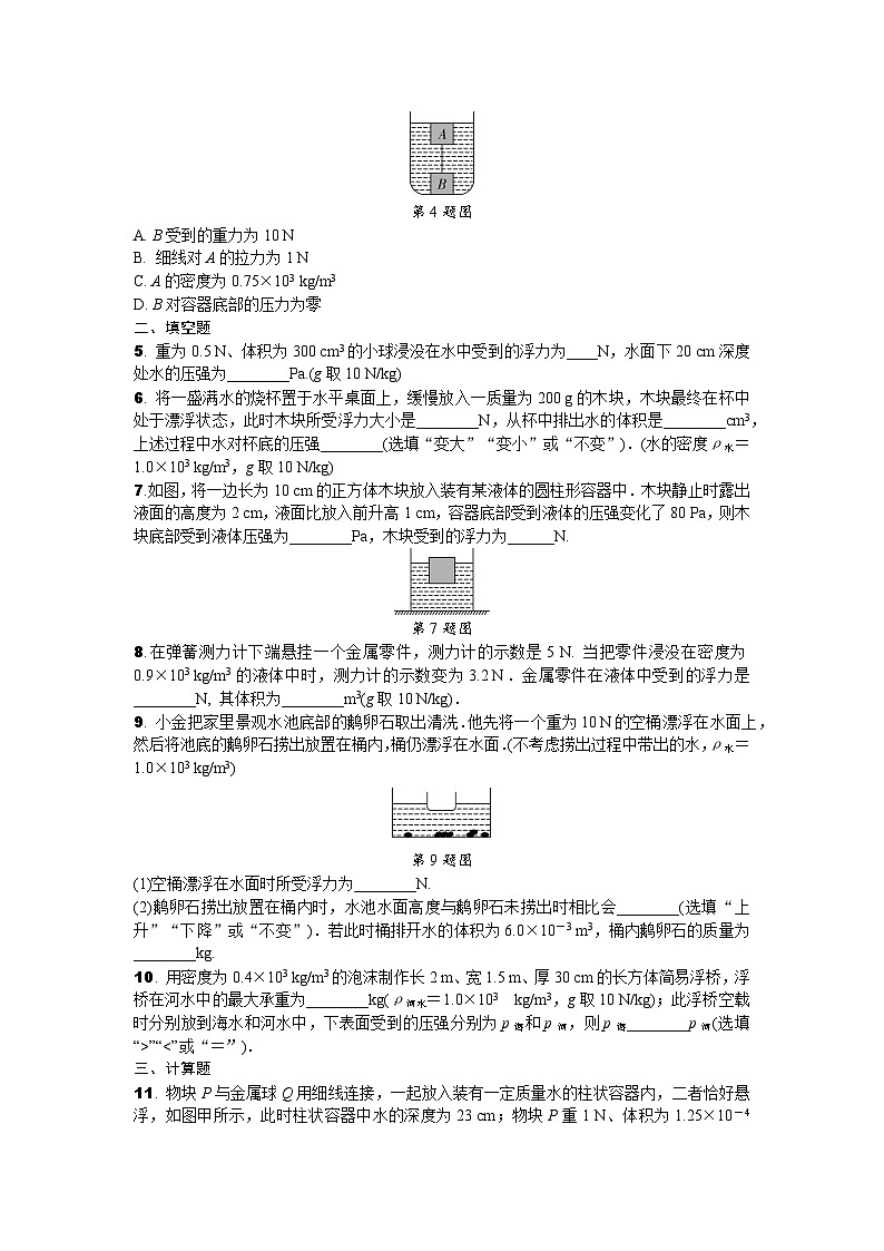 2024辽宁中考物理二轮复习专题专项训练 第6讲 浮力相关计算 (含答案)02
