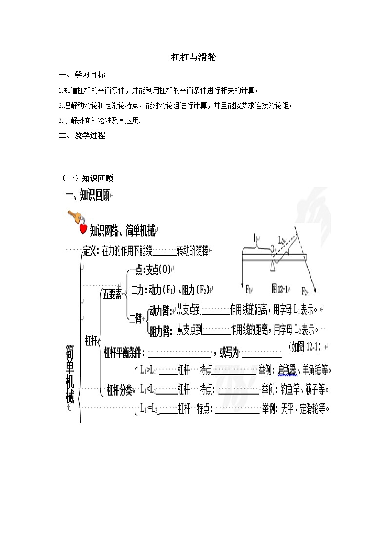 2024年中考物理专题复习：杠杆和滑轮01