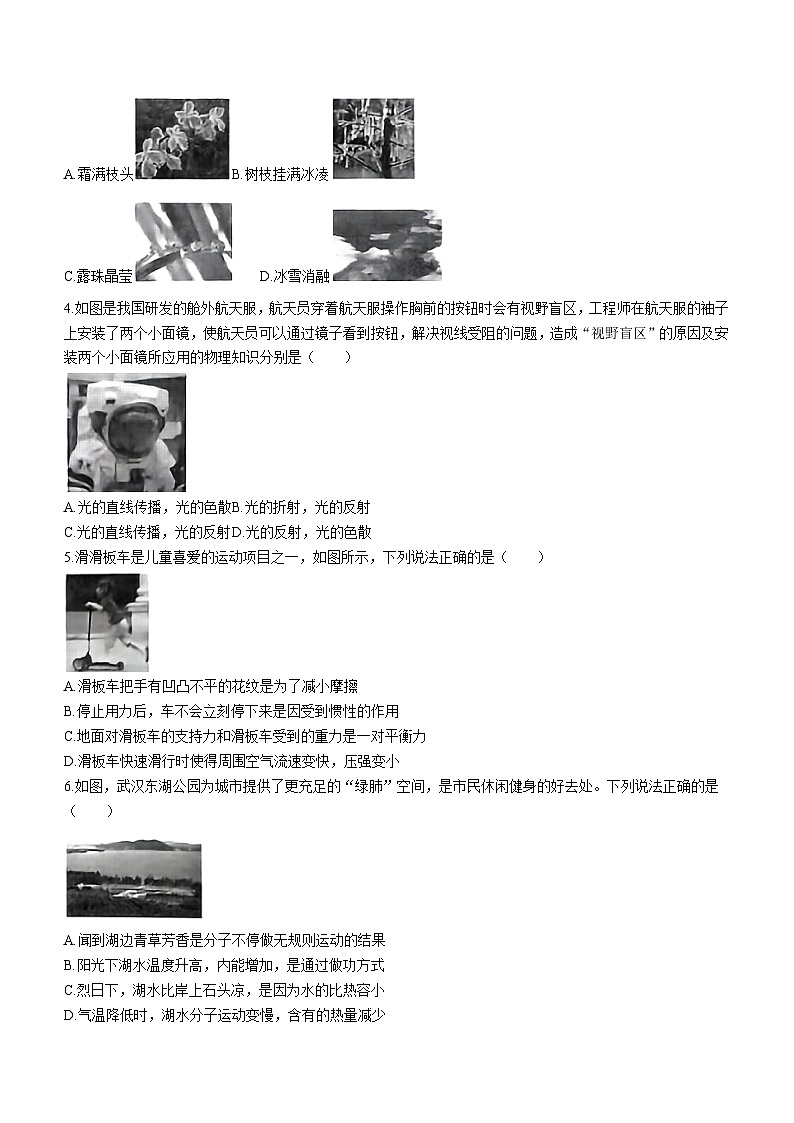 2024年湖北省广水市九年级（中考三模）考试物理试题(无答案)第2页