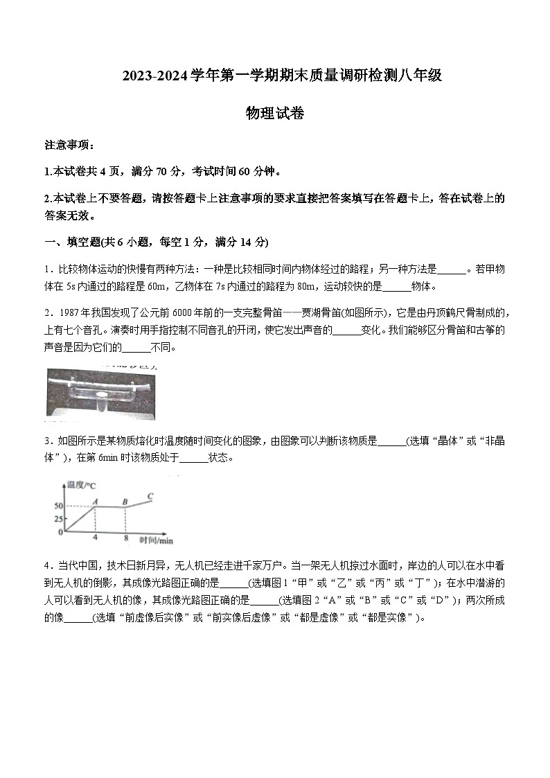 河南省洛阳市伊川县2023-2024学年八年级上学期1月期末考试物理试题含答案01