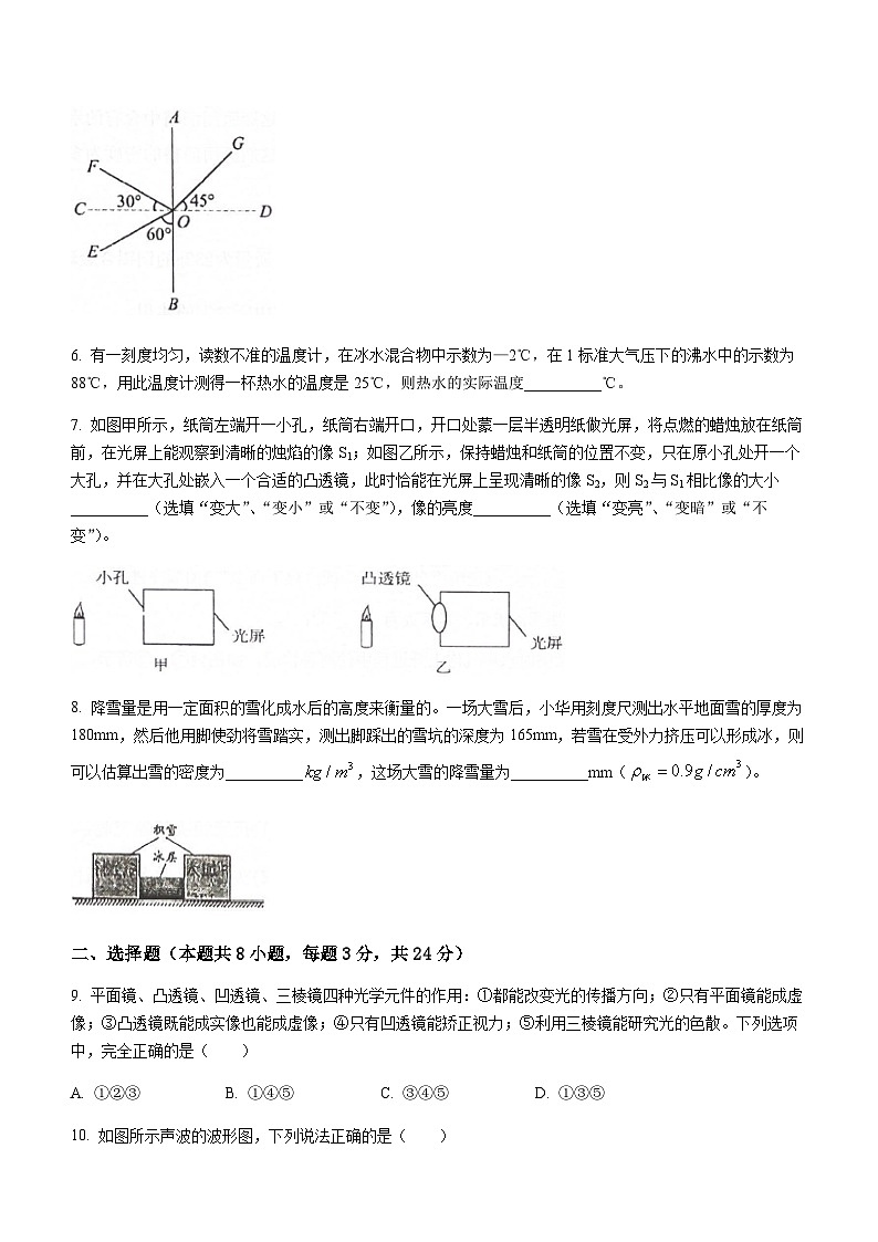 安徽省铜陵市铜官区2023-2024学年八年级上学期期末质量监测物理试题含答案第2页