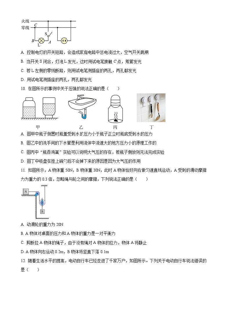 2024年河南省南阳市桐柏县中考二模物理试题（原卷版+解析版）03