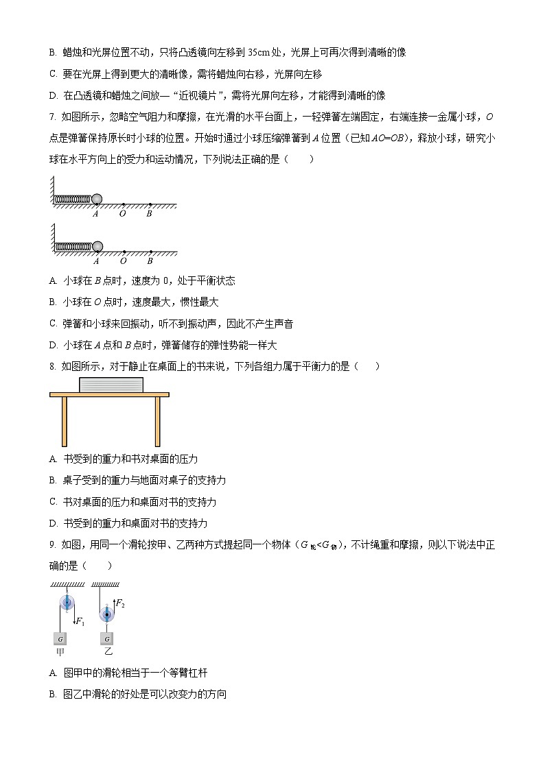 2024年山东省临沂市郯城县中考二模物理试题（原卷版+解析版）03