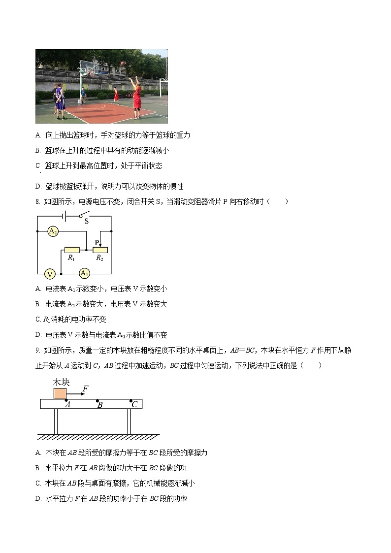 2024年山东省泰安市中考三模物理试题（原卷版+解析版）03