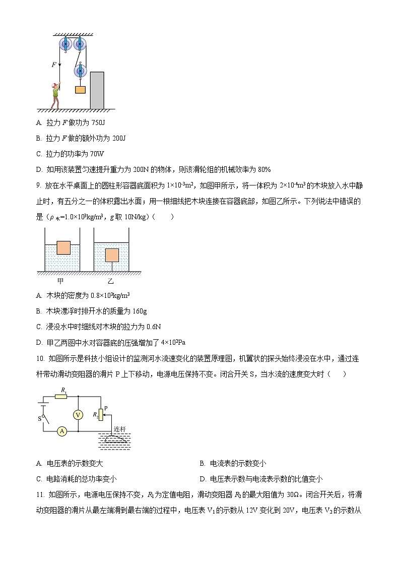 2024年四川省达州市渠县中学中考适应性考试九年级物理测试题（原卷版+解析版）第3页