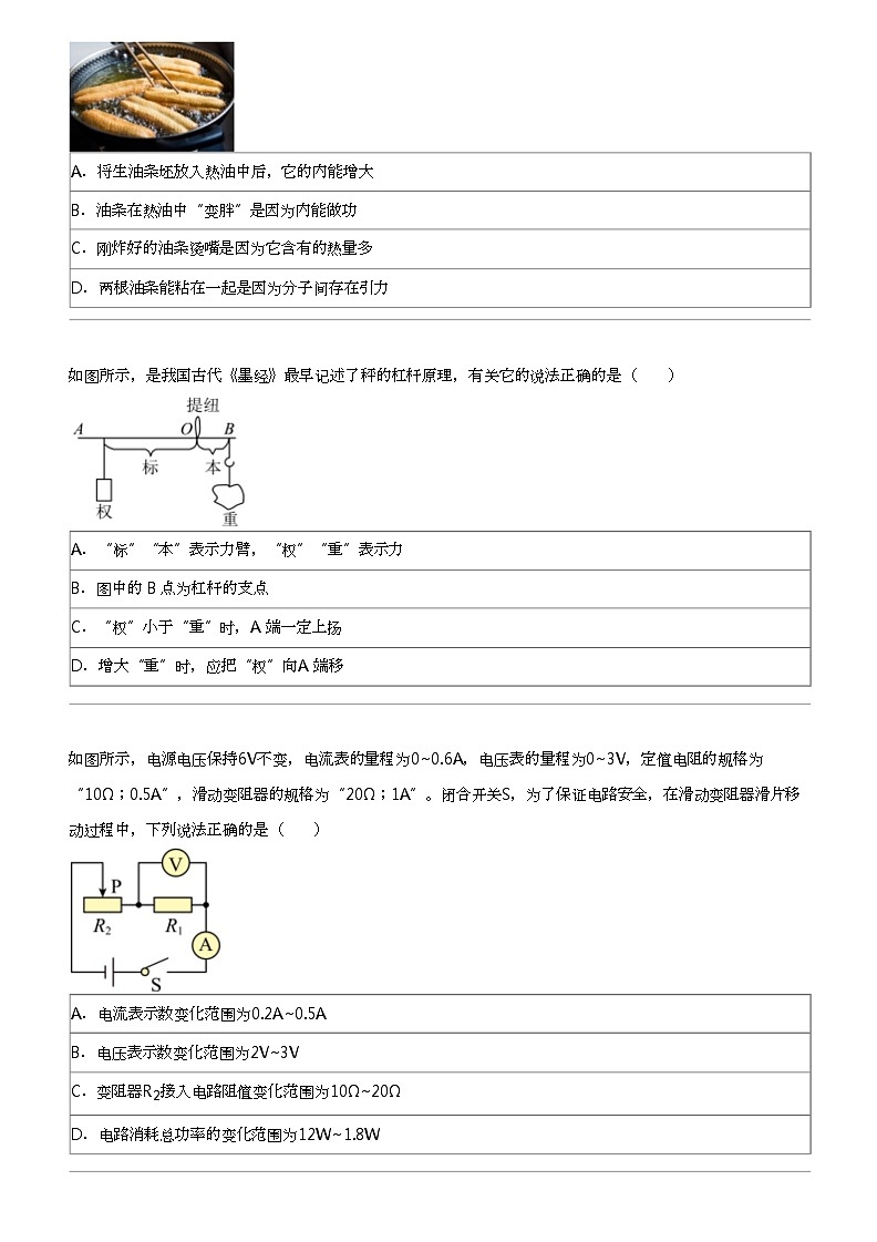 2024年辽宁铁岭铁岭县中考模拟物理试卷（五）03