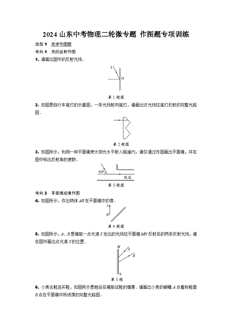 2024山东中考物理二轮微专题 作图题专项训练  (含答案)01