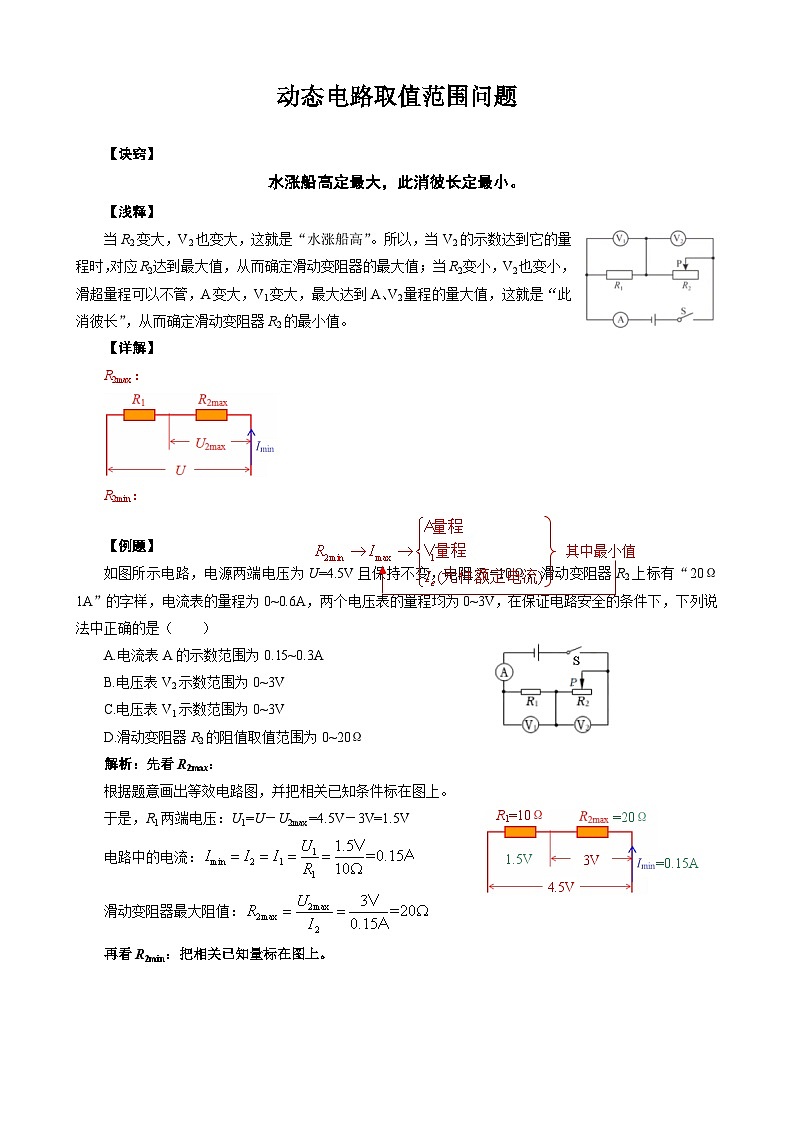 2024年中考物理复习-----动态电路取值范围问题（精品讲义）第1页