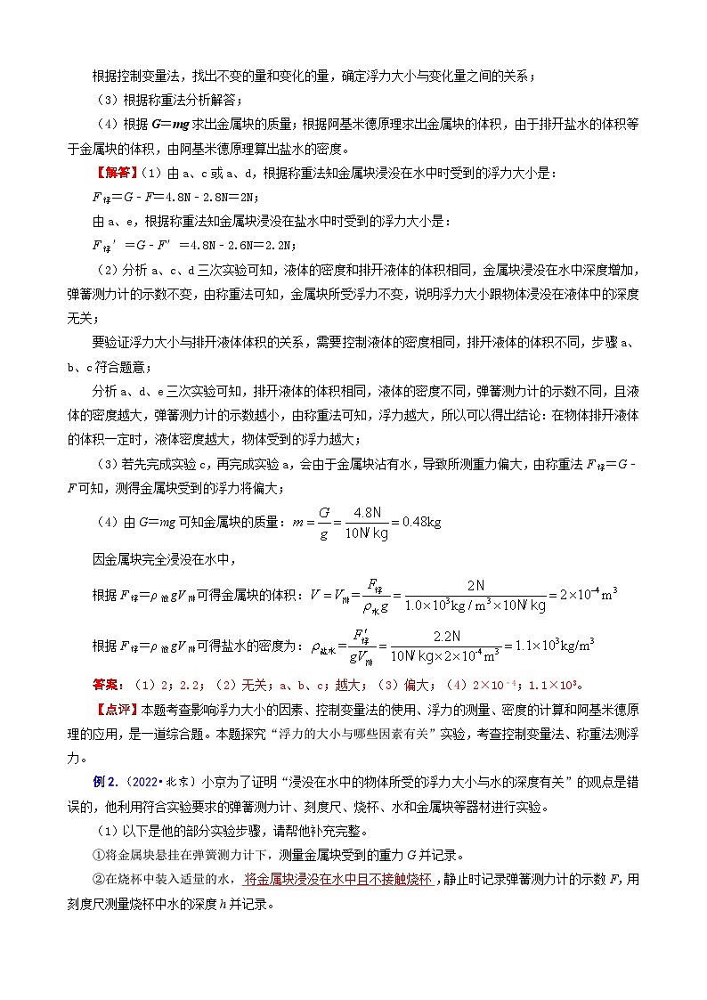 2024年中考物理复习《浮力实验题的解题思路》（精品讲义）第3页