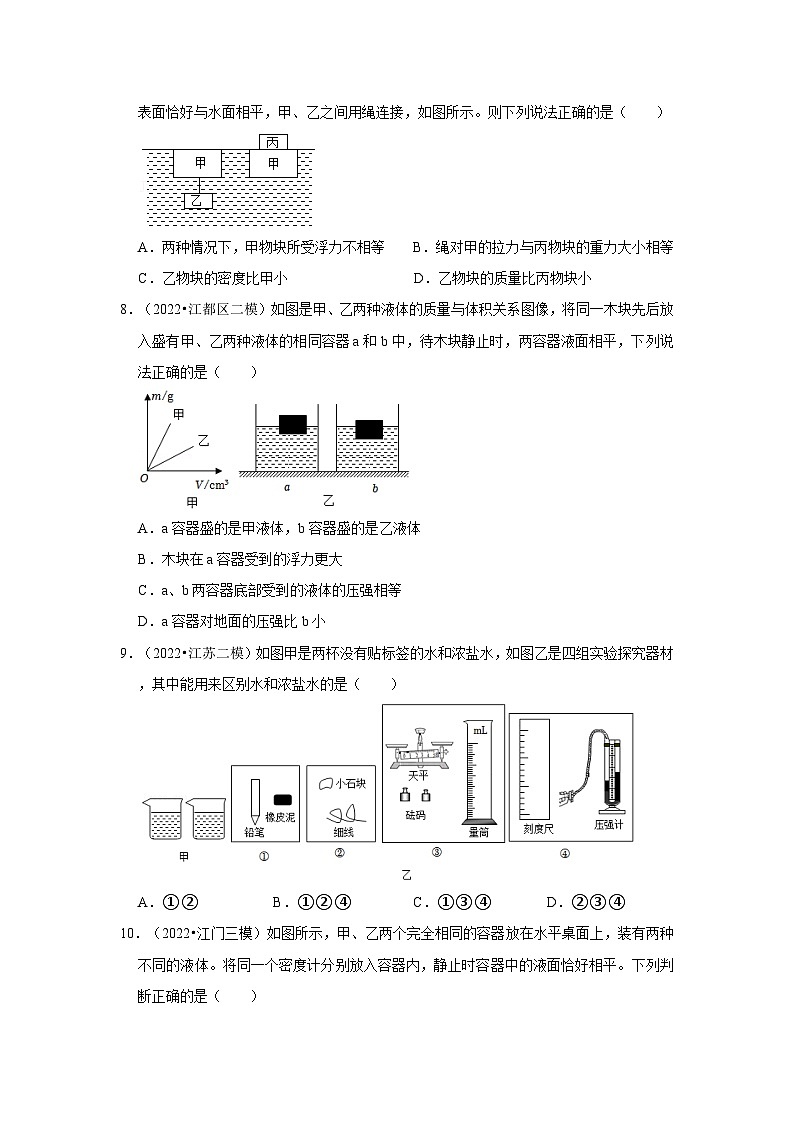 人教版八年级下册物理同步考点解读与专题训练第十章《浮力》单元测试卷(提升卷)(原卷版+解析)第3页