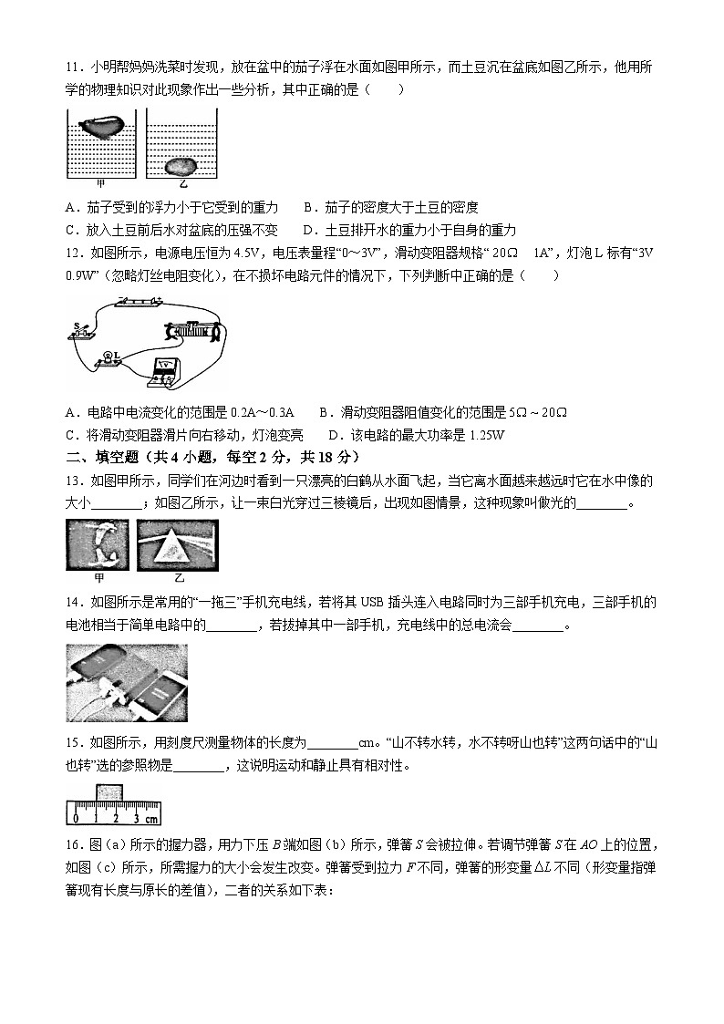 2024年湖南省株洲市石峰区初中学业水平考试模拟检测物理试题卷+03