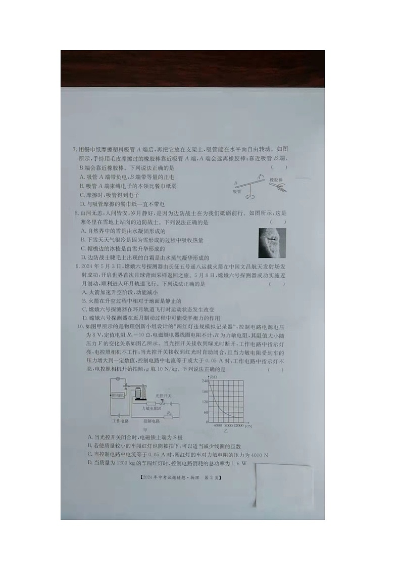 2024年山西省朔州市右玉县右玉教育集团初中部九年级模考模拟预测物理•化学试题02