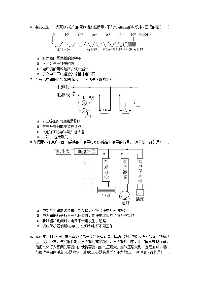 2024九年级物理下册第9_11章综合素质评价试卷（附答案苏科版）第2页