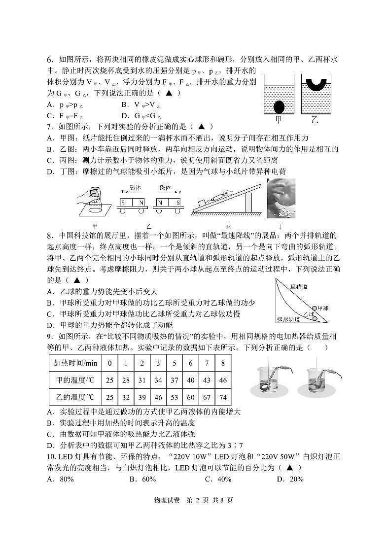 2024年江苏省盐城市建湖县中考三模物理试题第2页