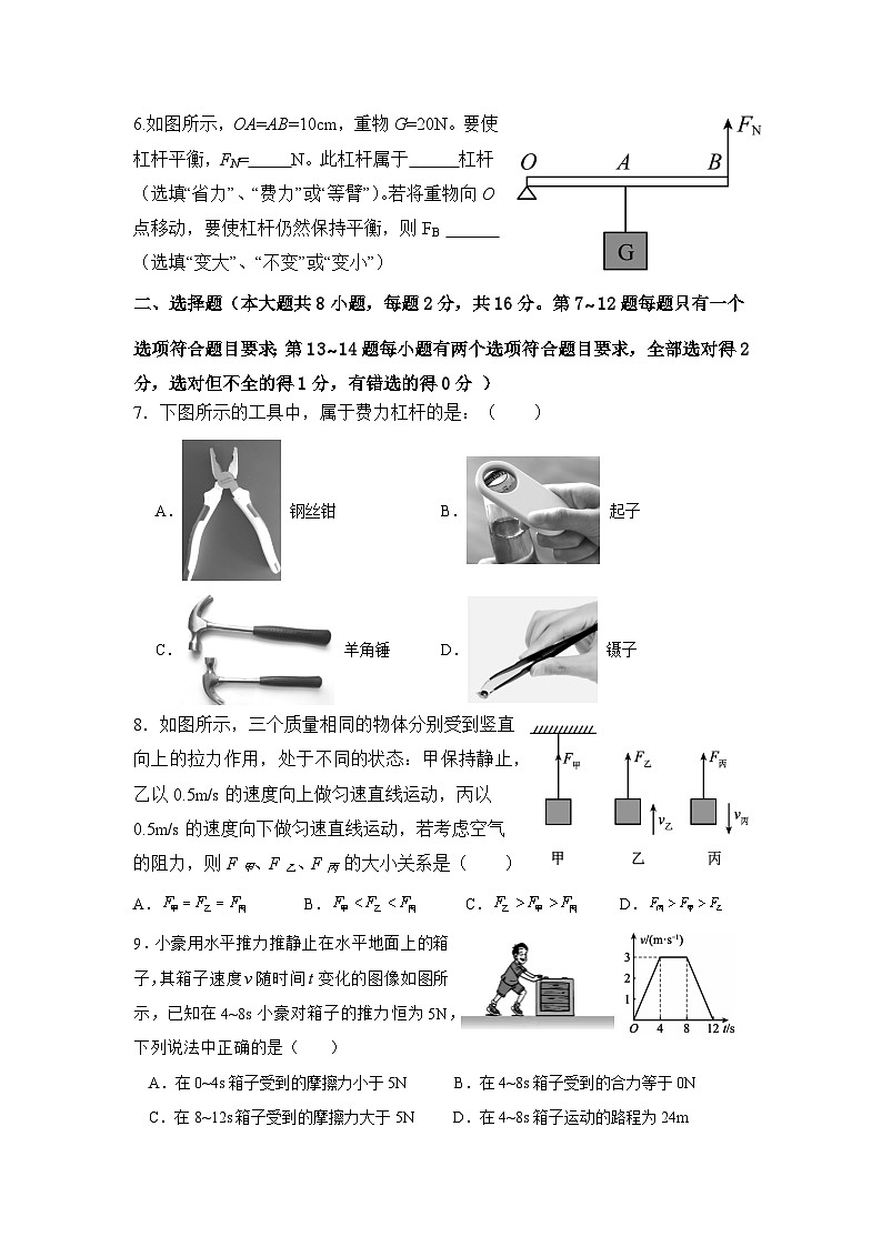 河南省濮阳市濮阳经济技术开发区2023-2024学年八年级下学期6月月考物理试题第2页