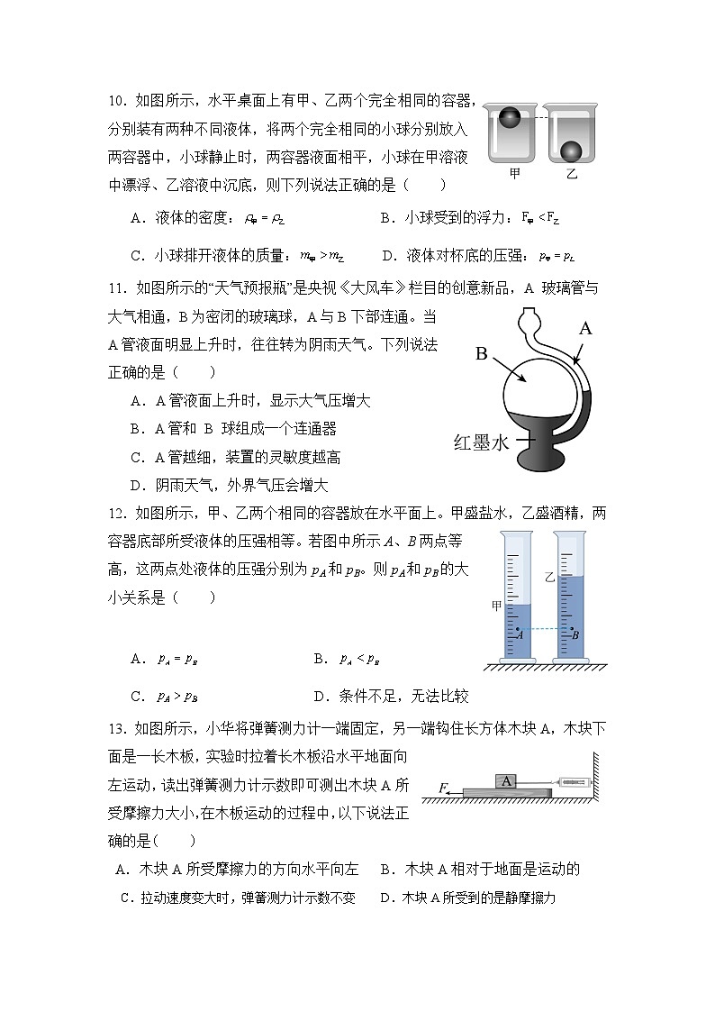 河南省濮阳市濮阳经济技术开发区2023-2024学年八年级下学期6月月考物理试题第3页
