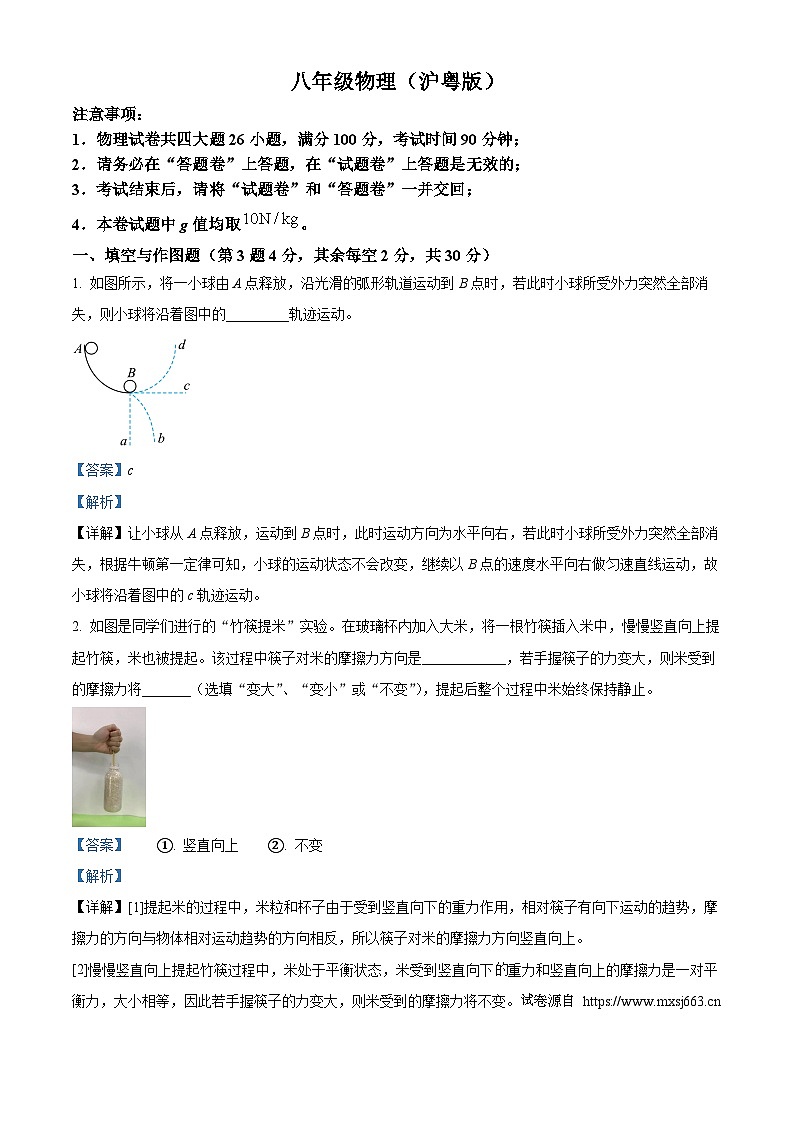 安徽省六安市霍邱县2023-2024学年八年级下学期5月月考物理试题01