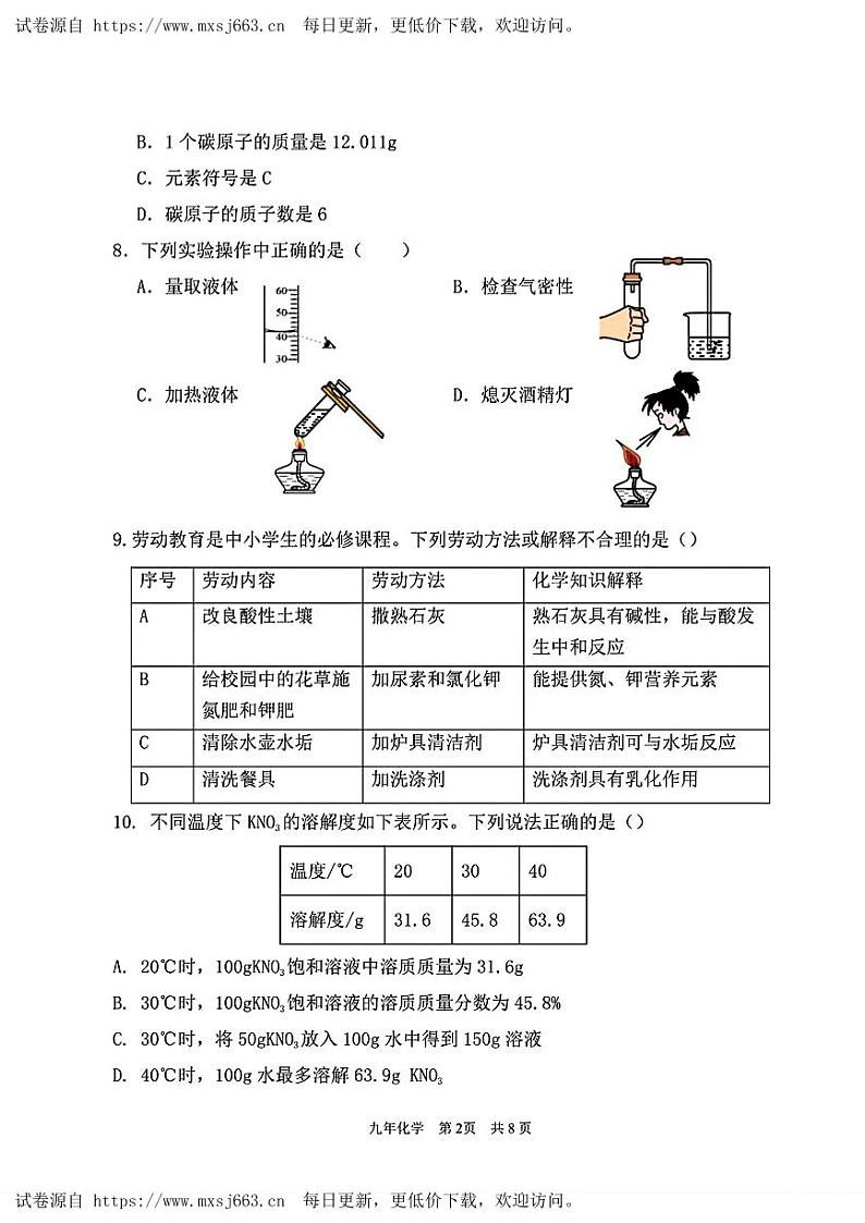 辽宁省阜新市实验中学2024年中考三模考试物理化学试题1第2页