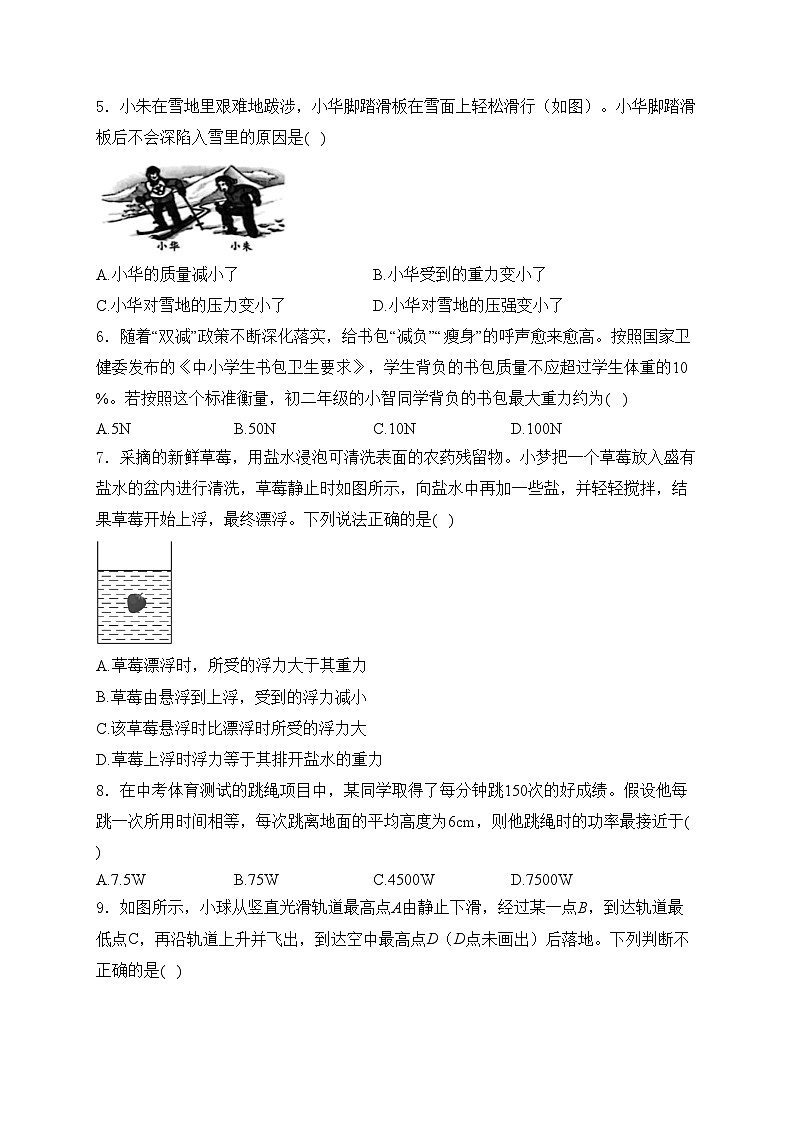 湖南省益阳市沅江市两校2023-2024学年八年级下学期6月份联考物理试卷(含答案)02