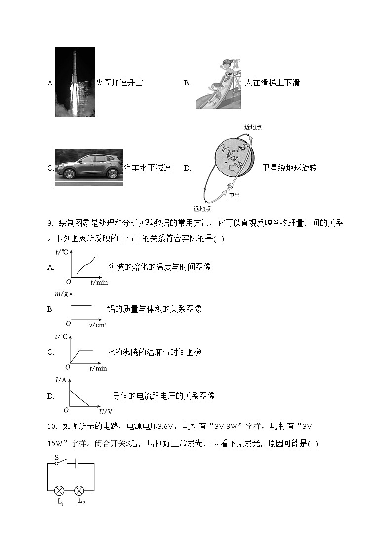 临高县新盈中学2024届九年级下学期中考一模物理试卷(含答案)02