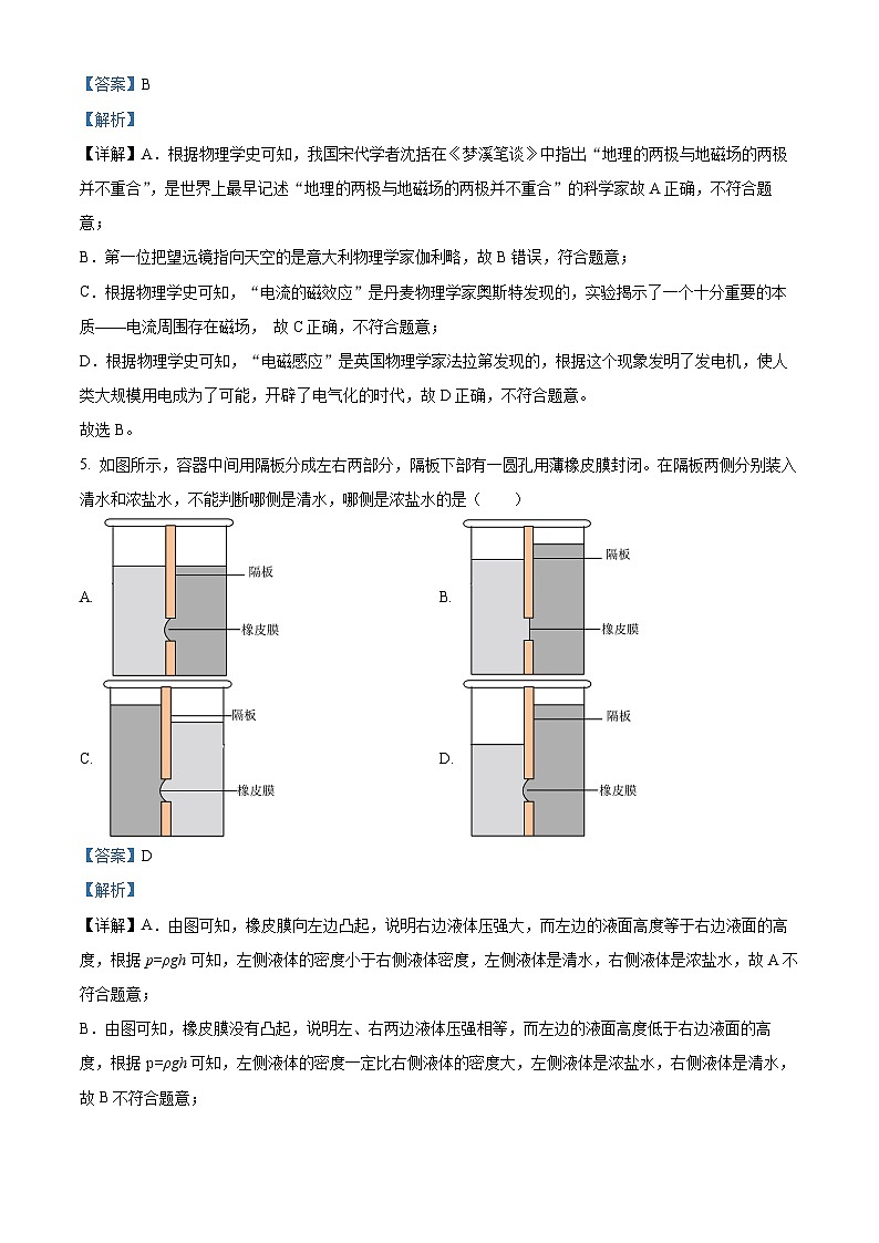 2024年山东省日照市莒县中考二模物理试题（原卷版+解析版）03
