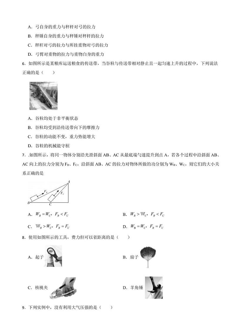 四川省广元市2024年八年级下学期期末教学质量检测物理试题（附参考答案）第2页