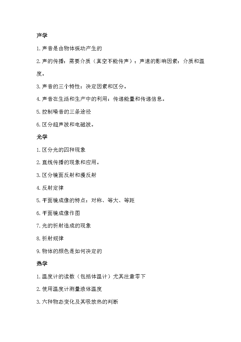 初中物理必考知识点提纲第1页