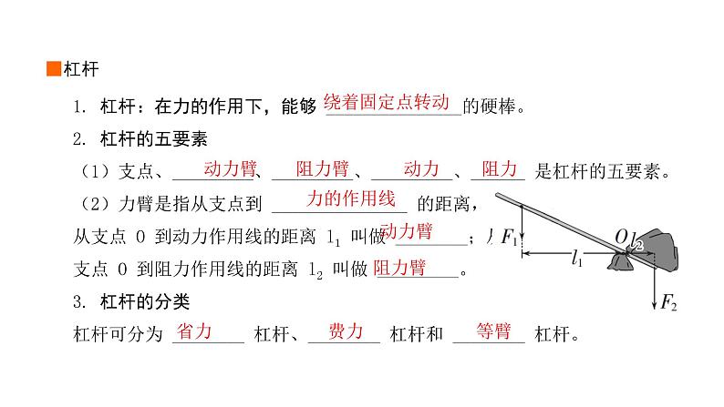 2024年中考物理教材知识梳理杠杆及杠杆的平衡条件课件第2页