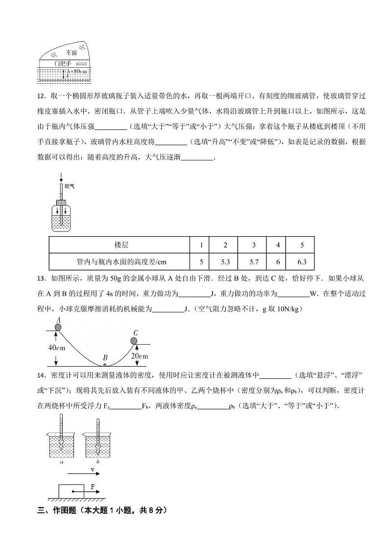 广东省湛江市2024年八年级下学期期末考试物理试题附参考答案第3页