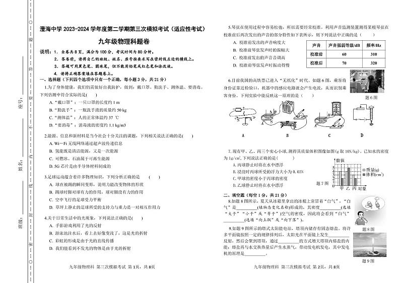 2024年广东省汕头市澄海区汕头市澄海中学中考三模物理试题01