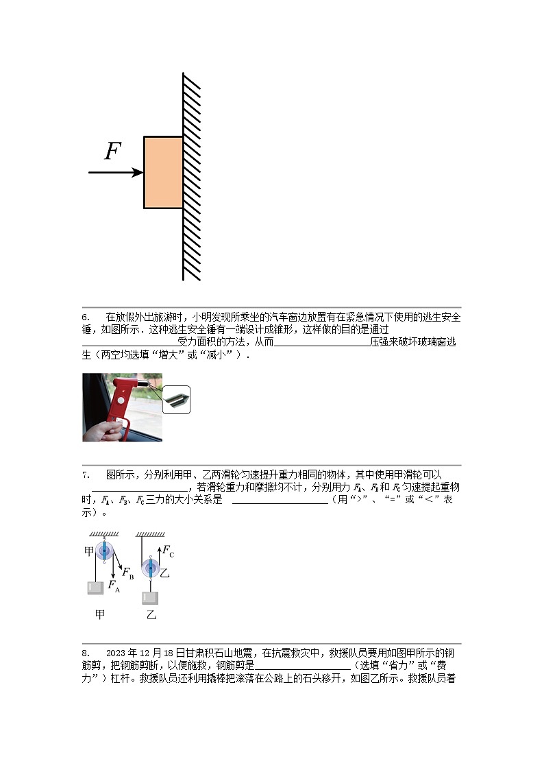 [物理]江西省九江市永修县第三中学2023-2024学年八年级下学期期中质量检测试卷第2页