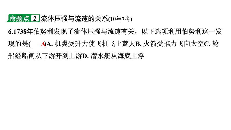 2024成都中考物理二轮复习 第13讲 大气压强、流体压强与流速的关系（课件）第8页