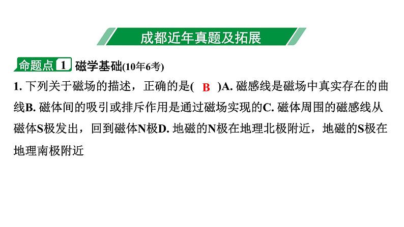 2024成都中考物理二轮专题复习 第21讲 磁与电  电磁相互作用及应用（课件）第3页